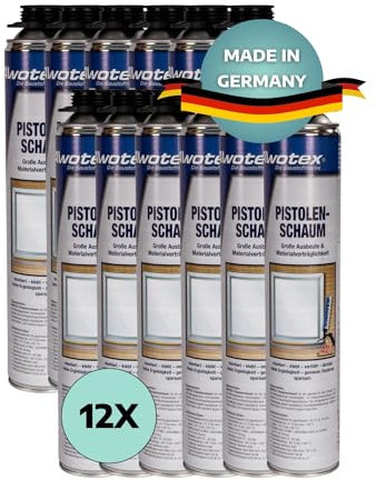 AWOTEX 12 x Pistolenschaum B2 750 ml 1-K I Bauschaum Dämmschaum für PU-Schaumpistole ohne FCKW & HFCKW I Klebeschaum für Dämmplatten I geeignet für Montageschaum Pistole