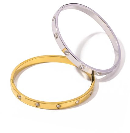 ZCSOWE 2Pcs 6cm Tennisarmband Damen Zirkonia Armreif -Schmuck Geschenk Silber Gold für Mama Freund Tochter