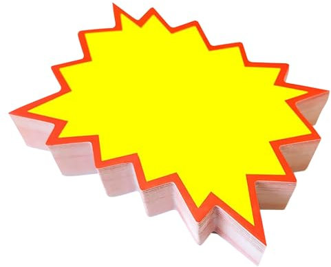 60 Stück Sale Preisschilder Leer Sternform Verkaufsschilder Verkauf Flohmarkt Preisschilder Explosionsform Preisetiketten Preisanzeigeschild für Supermärkten 16 * 12cm