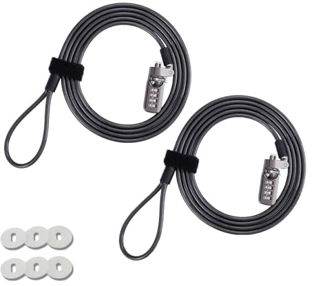 Maizoon Lot de 2 verrous de sécurité à combinaison pour ordinateur portable avec code réinitialisable à 4 chiffres Combo 1,9 m Wirerope pour écrans PC, projecteurs et autres appareils militaires