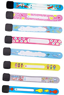 FUNOMOCYA 8stücke Pvc Junge Mädchen Anti-verlust Handgelenkband Einweg Anpassbar Cartoon-muster Sicherheitsarmband Für Outdoor-aktivitäten Und Veranstaltungen