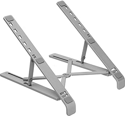 flexman Laptop Ständer für Den Schreibtisch, Faltbarer Computerständer aus Aluminiumlegierung für Zuhause, Büro, Tragbare Laptop Erhöhung, Kühlregal für Laptops Unter 15,6 Zoll (Silver)