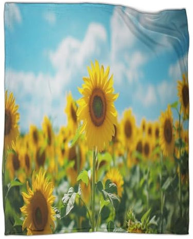 Sunflower Kuscheldecke 80x90inch(200x230cm),weich & Warm,extra Flauschig Als Sofadecke Sea of Blumen Wohndecke Yogadecke Tagesdecke,Plüsch Sofaüberwurf