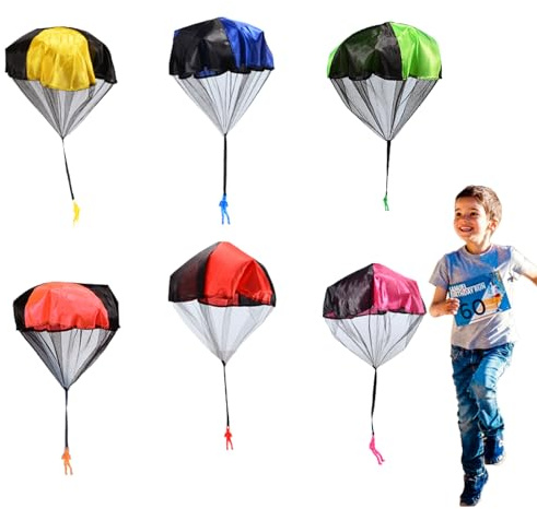 LUUFAN 6PCS Parachute Toy, Outdoor Flying Parachute Toys Tangle-Free Throwing Toy Game for Children Kids Birthday Party Gift (6 Colors)