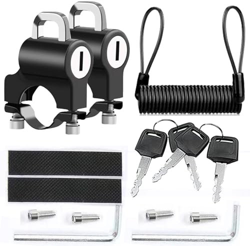 Lucchetto per casco moto, 2 pezzi antifurto per bicicletta e casco moto con 4 chiavi, serratura universale con 1 corda promemoria - gadget per moto