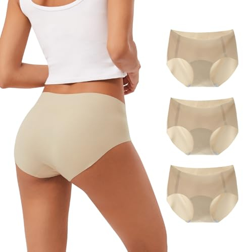 INNERSY Underbyxor, dam, sömlösa polyamid, sömlösa trosor, stretch, osynliga underkläder, 3-pack
