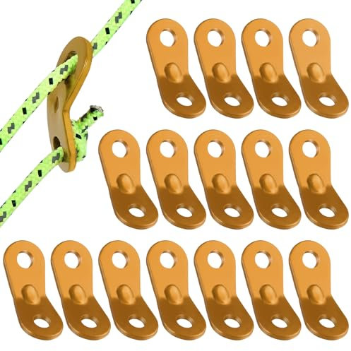 HOTUT 16 tensores de cuerda Guyline de aleación de aluminio, hebilla de cuerda de viento, ajustador de cuerda de 2 agujeros, ajustador de cuerda de tienda de campaña para senderismo, camping,