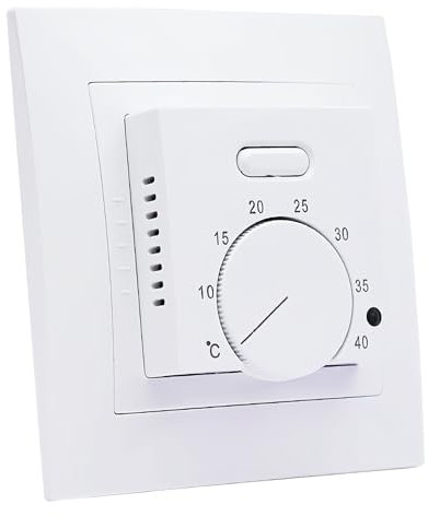 230 V Raumthermostat Fußbodenheizung, Fussbodenheizung Thermostat mit Drehregler und Schalter, Fußbodenheizung Elektrisch Regler mit Fühler 16 A, Unterputz Thermostat für Häuser Schlafzimmer
