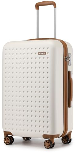 KONO Koffer Groß Reisekoffer 75 x 48 x 29 cm, Hartschalenkoffer aus ABS+PC mit TSA-Schloss, 4 Rollen Koffer Trolley, Weiß
