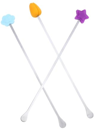 VALICLUD 3 Pezzi Bacchette per Mescolare Latte in Polvere con Testa in Silicone Stick Allungati e Leggeri per Bevande Resistente e Facile da Miscelatore Versatile per Polvere e Cocktail