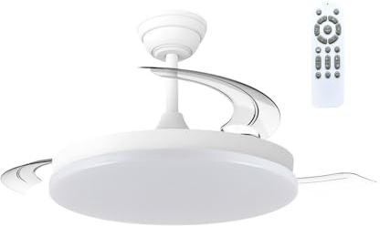 wonderlamp - Ventilador de Techo ultra silencioso, 7 velocidades, LED Verno Eco Blanco, Aspas Retráctiles, Motor DC, CCT Regulable 3000K-6000K, Mando, Función Noche, Verano Invierno, Ø106 cm