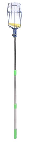 OEBUAFI Poste Recolector de Frutas de Acero Inoxidable con Cesta, Recogedor de Frutas Fácil de Montar, Longitud Ajustable, Herramienta de Recolección Ideal para Limón