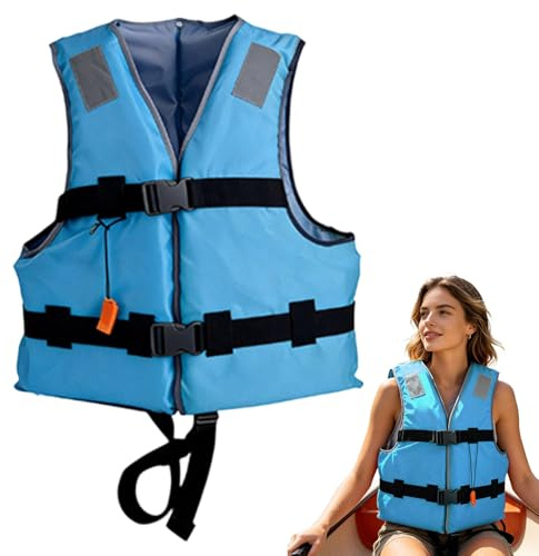 Adult Swim Vest, Unisex Buoyancy Aid Life Jacket with Adjustable Straps, Reflective Safety Whistle & Waterproof Gilet for Kayak, Paddle Board, Pool, Summer Beach (A-XL)