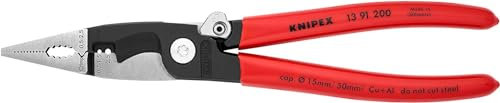 Knipex Alicate para instalaciones eléctricas negro atramentado, recubiertos de plástico 200 mm 13 91 200
