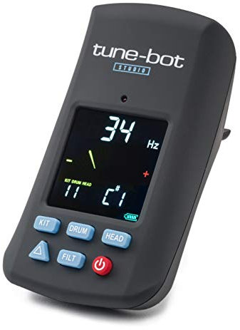 Overtone Labs Tune-Bot Studio TBS-001 Digitales Schlagzeug-Stimmgerät mit Clip, Frequenz- & Tonhöhenmessung, Speicherfunktion für 5 Drumkits, LCD-Farbdisplay, inkl. Etui