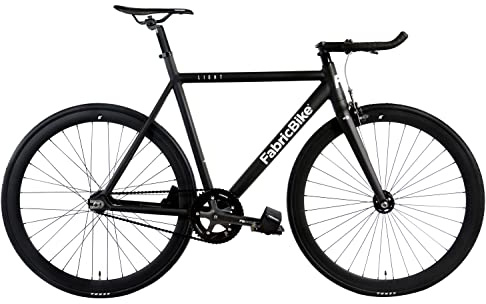 FabricBike Light - Fixed Gear Fahrrad, Single Speed Fixie Starre Nabe, Aluminium Rahmen und Gabel, Räder 28, 4 Farben, 3 Größen, 9.45 kg (Größe M) (L-58cm, Light Matte Black)