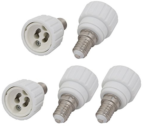 uxcell 5pcs E14 to GU10 Extender Adapter Converter Lamp Bulb Socket Holder White