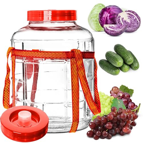 KADAX Grand Bocal de Fermentation en Verre avec Couvercle, Contenant Spacieux pour la Préservation des Aliments et le Stockage du Vin (18L)