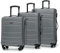 WITTCHEN Koffer-Set 3tlg. Trolley Koffer Reisekoffer aus ABS Hartschalen Kofferset Trolley 4 Rollen Kombinationsschloss Reisekofferset Gepäckset Handgepäck Set Grau