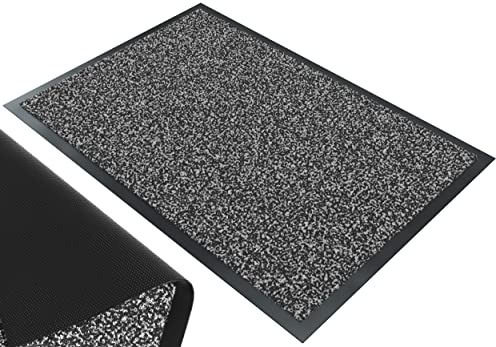 VOUNOT® Felpudo Entrada casa, Alfombra Exterior para Puerta, Impermeable Antideslizante Lavable, Alfombra para Interior y Exterior, 90x150cm, Gris-Negro