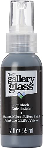 Gallery Glass, Jet Black Stained Glass 2 fl oz Brilliant Smooth Finish Paint, Perfect for Easy to Apply DIY Arts and Crafts, 19778