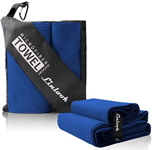 Microfaser Handtücher 2 Stück (160x80cm Groß Badetuch + 80x40cm Klein Hand Gesichtshandtuch) Sporthandtuch Fitness Handtuch Reisehandtuch Strandhandtuch für Sport Travel Yoga Camping Beach Gym