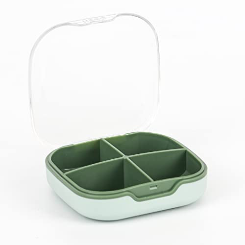 ALXBSONE Pillenbox 4 Fächer Tragbare Tablettenbox Reise Klein Medikamentenbox Mit füR Medikamente, Vitamine, FischöL, NahrungsergäNzungsmittel Usw(Grün)