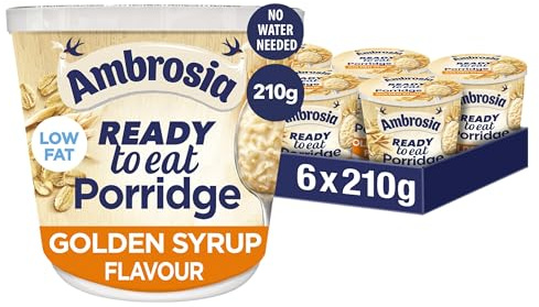 Ambrosia Low Fat Porridge Pots, Ready-to-Eat Golden Syrup, 210 g (6-Pack)