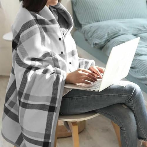 Mantella in Pile da Donna - Coperta per Sedia a Rotelle in Pile Addensato in Velluto con Bottoni Sciarpa a Scialle Scozzese Morbida e Super Calda per Pazienti, Anziani, Tempo Freddo