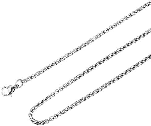 DIVINA VITAE Stainless Steel Necklace for Women Men Black Rolo Cable Necklace Chain 2mm 21.6in