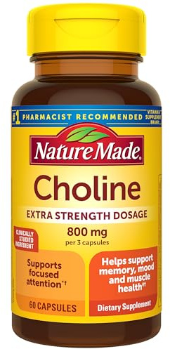 Nature Made Extra Strength Dosage Choline Supplements, 60 Capsules