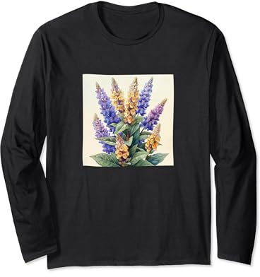 Anise Hyssop Bouquet Floral Pastel Colors Graphic Long Sleeve T-Shirt