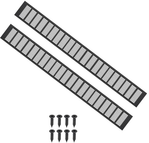 PATIKIL 31.5 x 4 Inch Door Air Vent Cover, 2pcs Aluminum Grille Ventilation Cover Louvered with Mounting Screws for Cabinet Wardrobe Door, Black