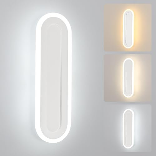 Mckalen Applique LED da Parete Interno,16W Lampada da Parete Moderno 3000K/4500K/6500K, 3 Colore Luce Dimmerabile 1800LM, 40CM Lampada a Muro per Bagno Lampada Soggiorno Scale Corridoio