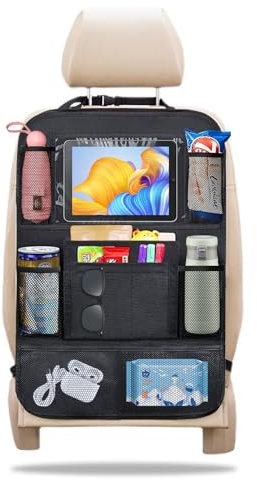 GTNCE Protection de Dossier de Voiture pour Enfants, Organisateur de Siège Auto avec Poche pour Tablette, Organisateur de Voiture, Organisateur de Siège Arrière en Tissu Oxford Imperméable (Noir)