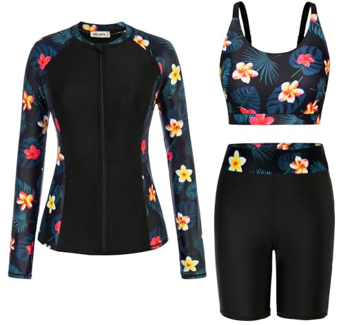GRACE KARIN Rashguard Långärmad baddräkt för kvinnor med dragkedja elegant tankini set med jacka surfkläder simning tröja