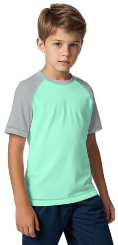ANGEL CITIZ Kids Short Sleeve Rash Vest UPF 50+ Boys Swim Top UV Shirts Quick Dry Girls Rash Guard Swimwear Age 7-13