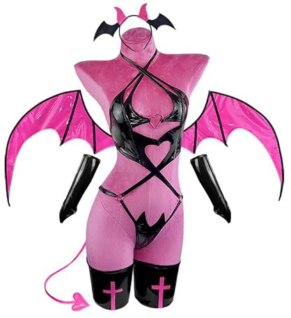 KORURACLUB Cosplay Lingerie Upgraded Succubus Women's Bodysuits Cosplay Underwear Halloween Lingerie for Women Sexy Costumes