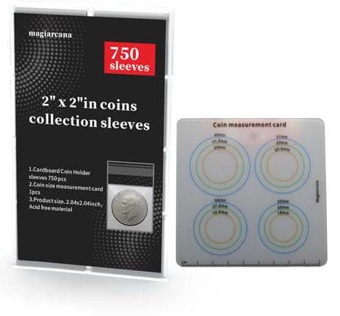 Magiarcana 750pcs Coin Collecting Sleeves for Protect 2x2 Cardboard Flips