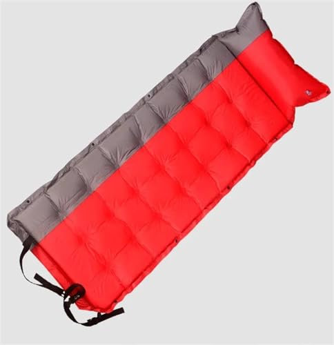 CMOLVUR Auto-Luftmatratze, 65 x 120 cm, universal, aufblasbar, Campingkissen, mit Kissen, tragbar, automatisch, Outdoor-Matte, Reisebett (rot)