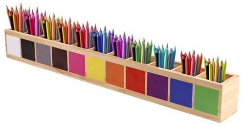 Trähållare för Färgpennor, Krita Organisatör med 11 Fack Kreativ Tuschhållare för Barn Kritor Pennor och Konstnärsmaterial (Integrerad)