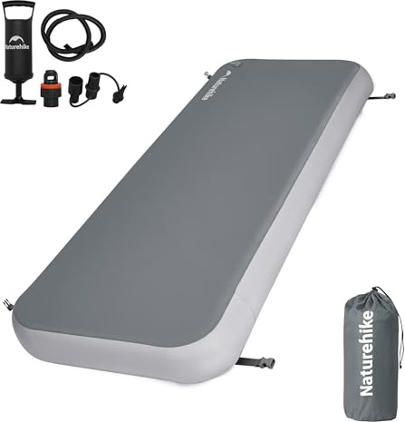 Naturehike Drop Stitch Matelas isolant double de 10 cm avec pompe à pied, capacité de charge de 400 kg, connectable, matelas de camping gonflable, taille complète pour le camping, la maison et les