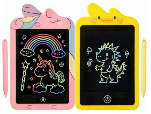 RARITYLL 2 Pack LCD Writing Tablet for Kids,10 Inch Drawing Board with Cute Design, Mess-Free Drawing Pad, Educational Toy for Toddlers, Battery-Powered Doodle Board, Travel Toy for Boys & Girls