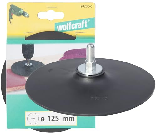 wolfcraft Schleifteller Ø 125 mm I 2020000 I für Bohrmaschinen geeignet I robuster Gummi I optimal für Schleifblätter und Polierhauben I Rundschaft