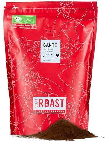 Blank Roast - SANTE - 1kg - Café BIO moulu & décaféiné - Arabica - décaféiné avec ménagement & dans le respect de l'environnement - faible acidité - pour tous les types de préparation