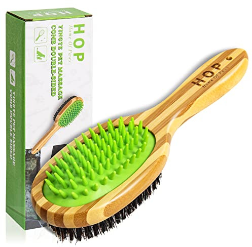 HOP Home of Paws Short Hair Dog Brush for Detangling and Shedding Coats, Silicone Pet Brushing Comb, Massage, Blood Circulation, Gentle on Sensitive Skin, Gift for Dog Lovers