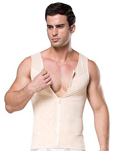 BaronHong Camisa de compresión para el Pecho con Cremallera Original para Hombre Ocultar Las Moobs de ginecomastia
