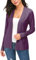 EXCHIC Damen Elegant Langarm Elastisch Strickjacke Cardigan Casual Leicht V-Ausschnitt Gestrickt Blazer (L, Violett)