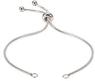 Airssory 10 st justerbara armband i 304 rostfritt stål, tillverkning, glidarmband, förlängare, länkkedja med stopp, pärla, bulk för smyckestillverkning, 23 cm