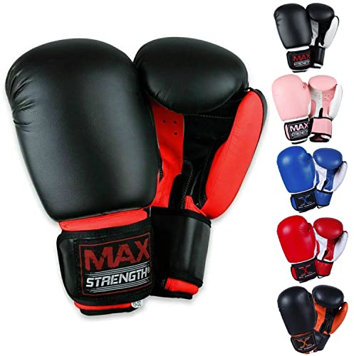 Max Strength Gants de boxe | Lot de 340,2 g, 283,5 g, 226,8 g pour Pro Sparring, kickboxing, MMA, Muay Thai | Protection supplémentaire rembourrée pour homme, femme et enfant avec paume ventilée